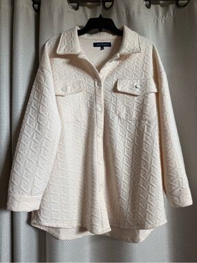 Simply Southern Ivory Shacket Quilted Size LG Comfy Casual Neutral Minimalist
